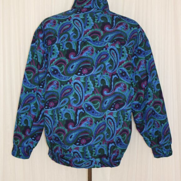 1980s Vintage Size S-L Psychedelic Funky Paisley Patterned Bomber - Picture 5 of 6